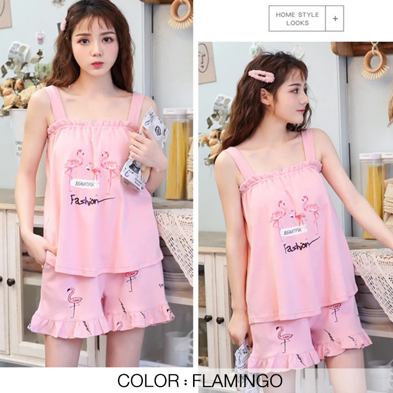 Женские пижамные комплекты со встроенным бюстгальтером Хлопковая пижама одежда