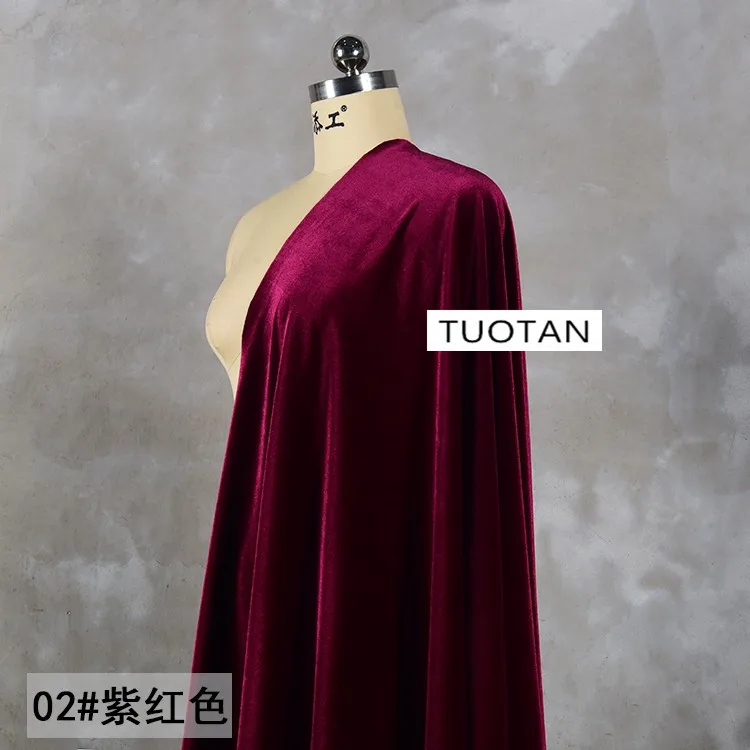 Фиолетово-красная ткань с эластичным золотым бархатным покрытием на всех