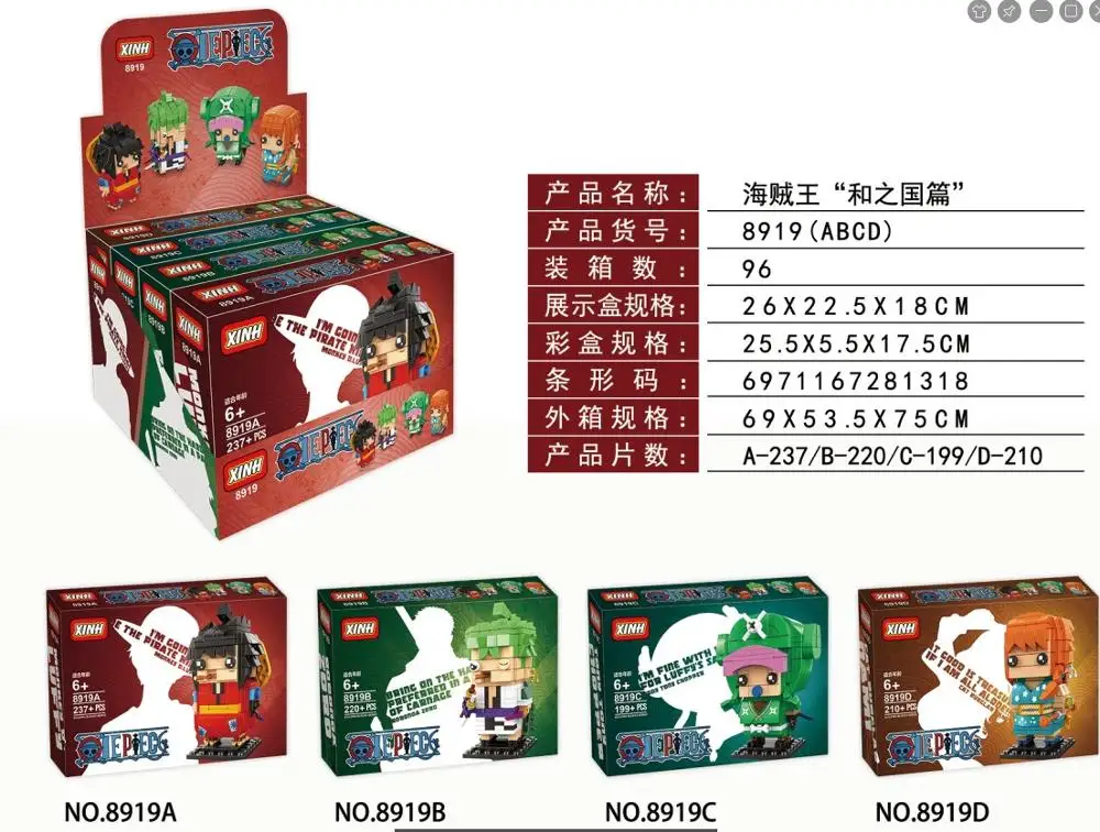 

2019 new arrive DIY MOC Cute Cartoon Plastic Building Toy Luffy Chopper Auction Figures brickheadz for Children Toys Gifts