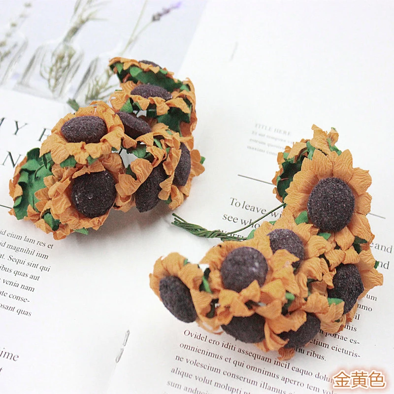 Осеннее украшение 10 голов желтый подсолнух шелк искусственные цветы букет для