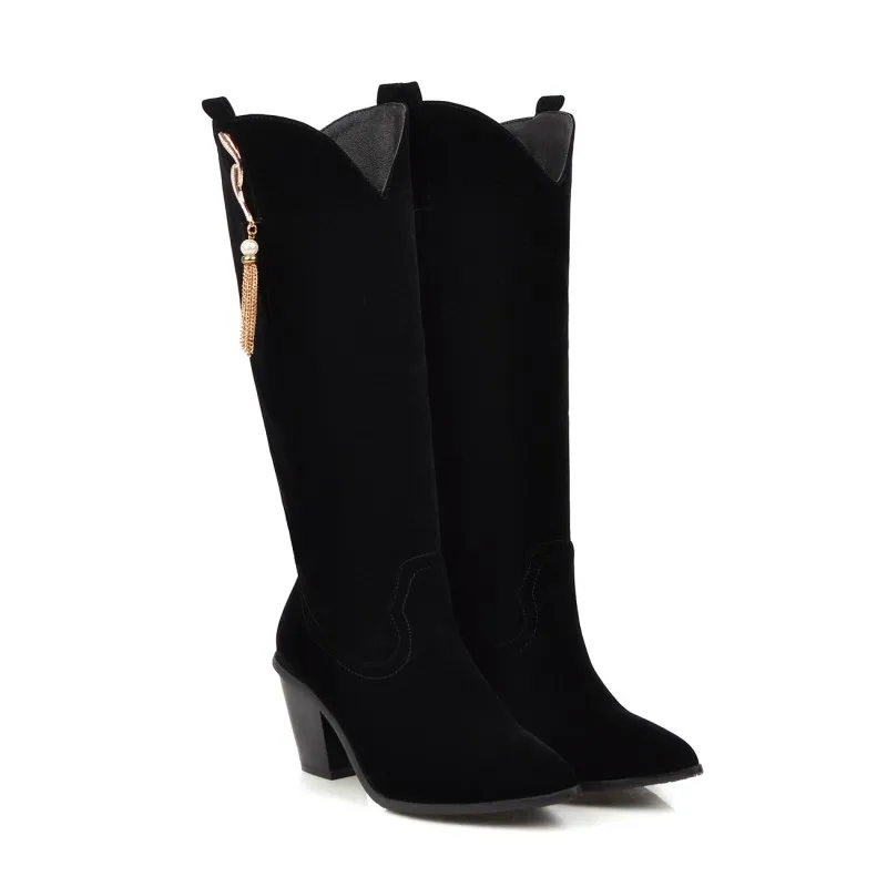 Женские замшевые ботинки зимние больших размеров 9 10 11 15|Сапоги до колена| |