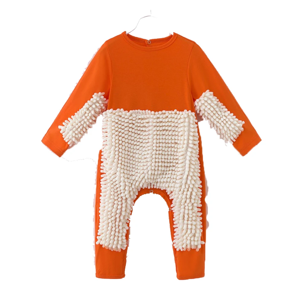 

Long Sleeve Splicing Mop Rompers Baby Todder Kids Jumpsuit Autumn O-neck Anti-slip Cotton Clothes Kid Leisure Running Jumpsuit