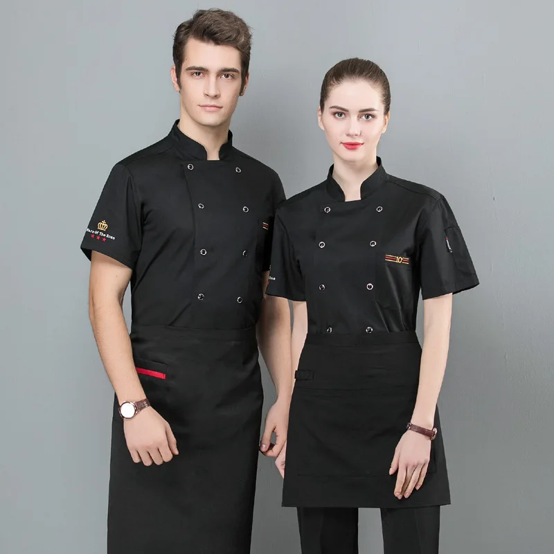 Летняя воздухопроницаемая поглощающая пот одежда шеф повара с коротким рукавом