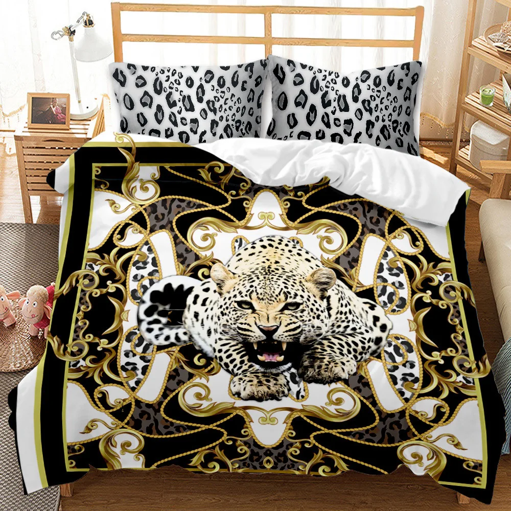 

Print HD Digital Leopard Bedding Sets Duvet Cover+ Pillowcase 2/3pcs Queen bed set US/AU/EU size Customized Duvet Cover Set