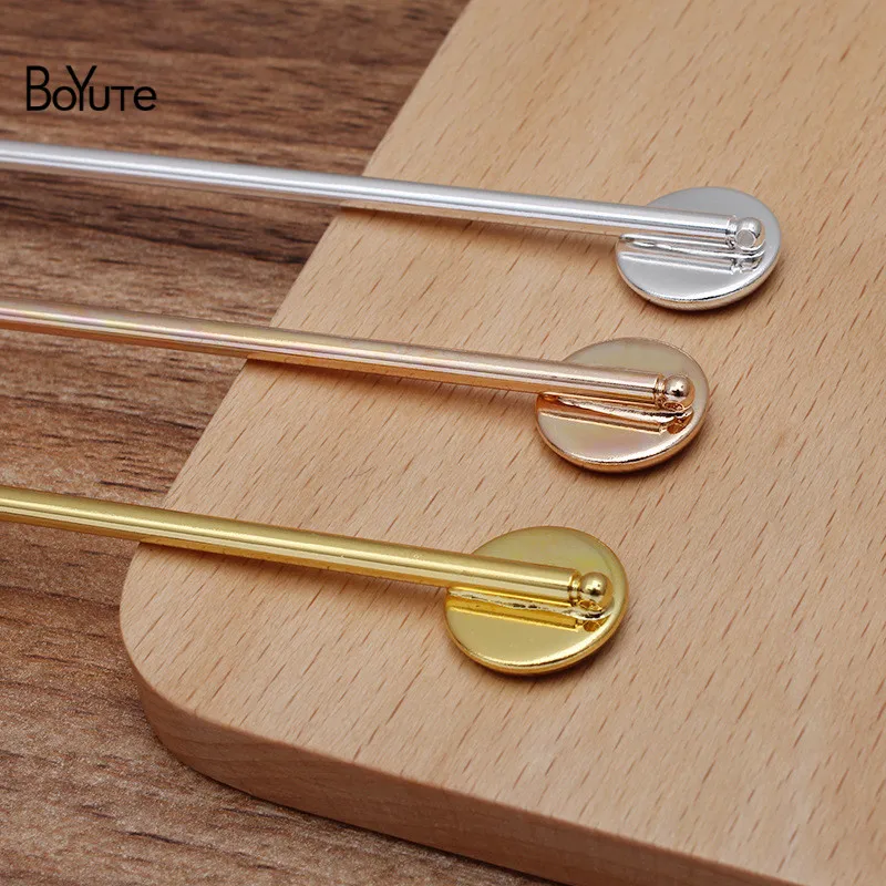 

BoYuTe (10 Pieces/Lot) 3*128MM Metal Brass Hair Stick Welding 12MM Blank Base Diy Handmade Hair Accessories