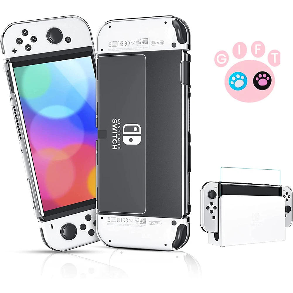 

Hard Protective Clear Case Cover Compatible for Nintendo Switch OLED Soft TPU Crystal Shell for Switch Joycon Screen Protector