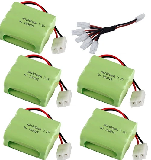 Темный хаки Разъем Tamiya) Ni-MH 7,2 v 1800mah аккумулятор+ зарядное устройство для радиоуправляемых игрушек, автомобилей, танков, поездов, роботов, лодок, пистолетов AA 7,2 v перезаряжаемый аккумулятор - Цвет: Темный хаки
