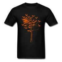 men tshirts blazing fox tree t shirt fox color autumn t shirt creative design black tops tees cartoon clothes no fade printed