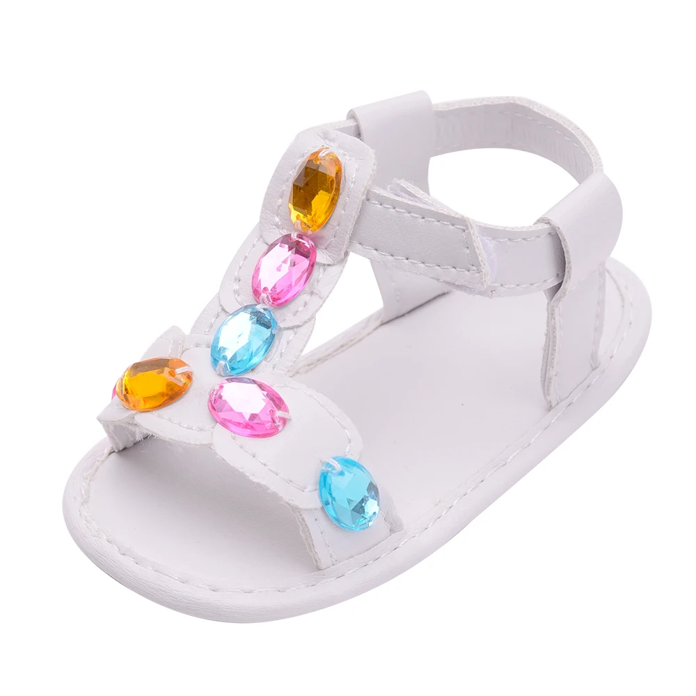 Baby Shoes Girl Boy Sandals Toddler Infant New PU Soft sole Solid Diamond Outdoor walking Prewalker Summer baby shoes - Цвет: Белый