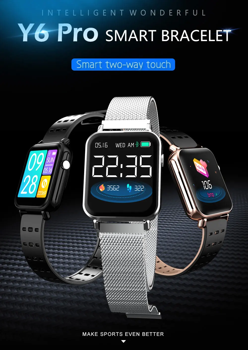 Y6 Pro Multi Smart Bracelet Heart Rate Blood Pressure Oxygen Monitor Smart Band Waterproof Watch Sport Fitness Tracker Wristband