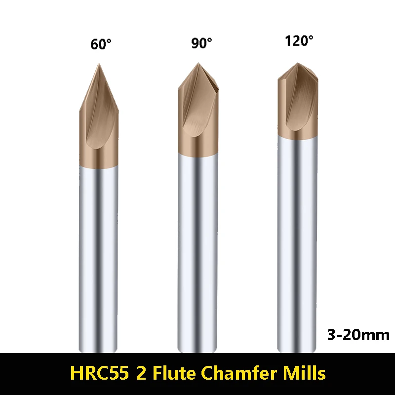 

BEYOND HRC55 2 Flute Chamfering Cutter Coated Carbide Tungsten Steel Chamfer End Mills 90° 60° 120° CNC Center 3-20mm