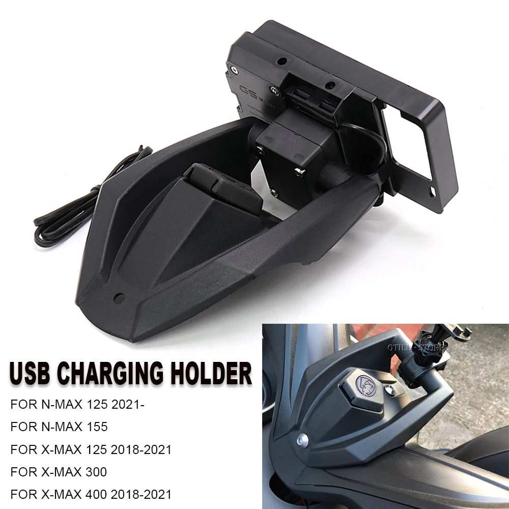 

For Yamaha xmax nmax 125 X-max 300 400 N-max 155 Motorcycle GPS Phone Navigation Bracket Wireless USB Charging Port Holder Mount