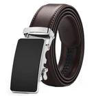 Ремень мужской кожаный с автоматической пряжкой, коричневый