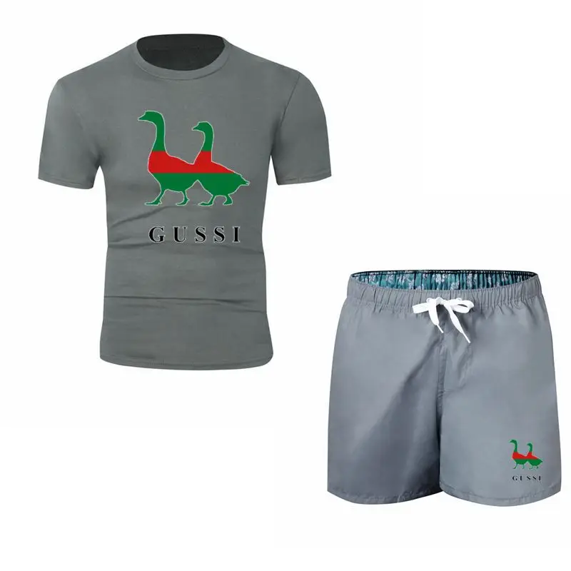 Мужская забавная футболка с принтом Два Гуся + шорты унисекс комплекты мягкие