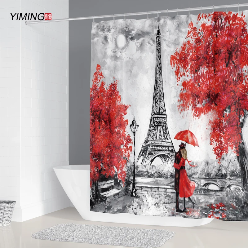

Simple purple dandelion 3D printing waterproof shower curtain polyester belt hook curtain home decoration curtain 180x180cm