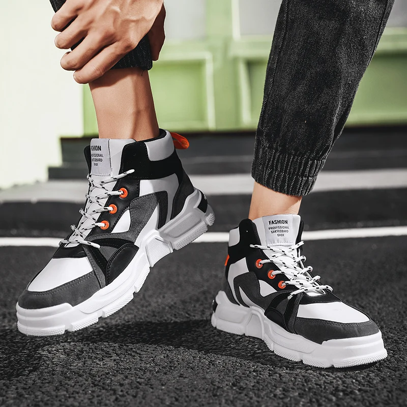 

Men's Skateboarding Shoes High Top Leisure Sneakers Breathable Street Sports Shoes Hip Hop Non-slip Walking Chaussure Homme