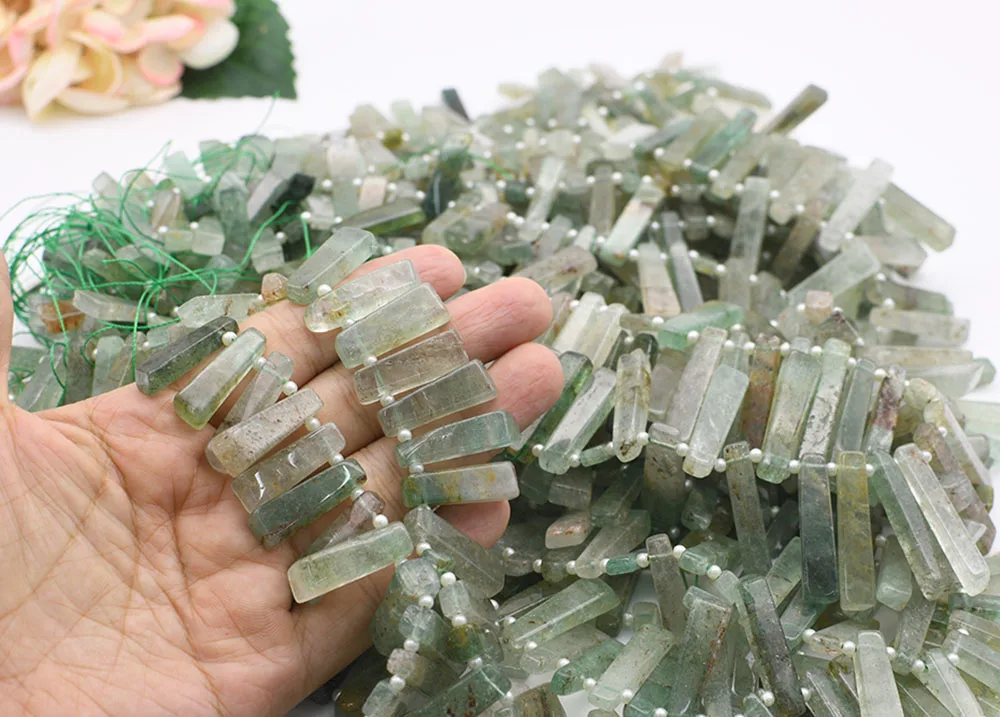 Natural Green strawberries irregular Rectangular shape Stone Beads For DIY necklace bracelet jewelry making 15 
