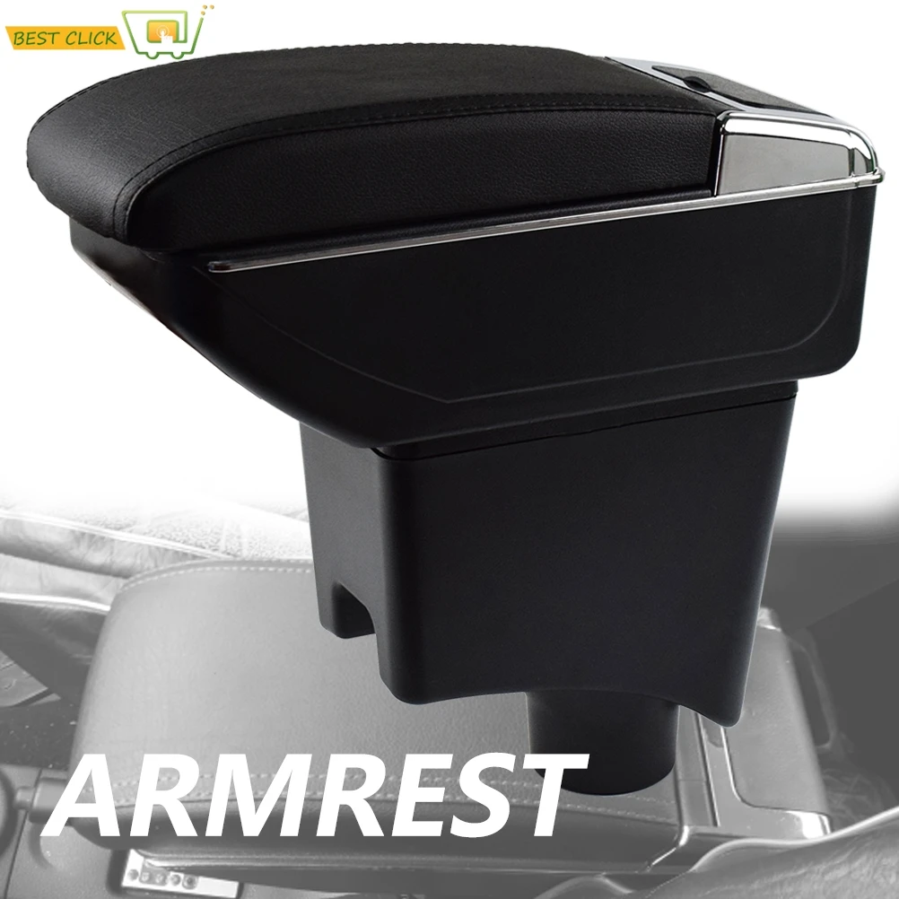 

Storage Box For Renault Sandero I / Logan Arm Rest Ashtray Dual Layer Armrest Black Leather Double Car Styling