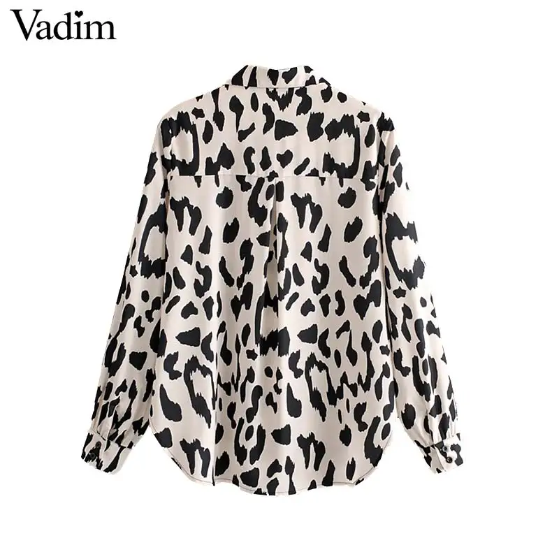 Vadim Женская леопардовая блузка с длинным рукавом животным узором сзади