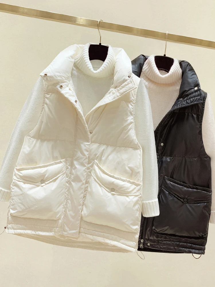 

Fashion Women Waistcoat Big Pocket Sleeveless Outwear Coat 2021 New Spring Autumn Korean Style Solid Color Ladies Vest