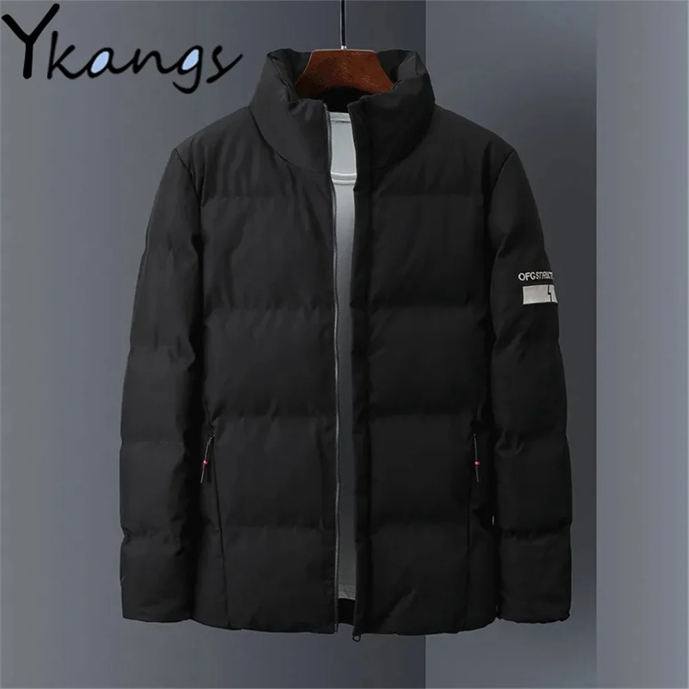 

Куртка на пуху с хлопковой подкладкой в Корейском стиле, простая однотонная плотная теплая черная куртка в стиле Харадзюку, зимняя повседне...