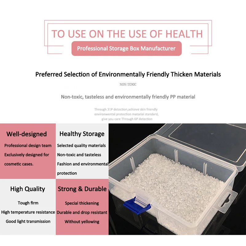 Прозрачный Пластиковый пустой ящик для хранения инструментов дизайна ногтей