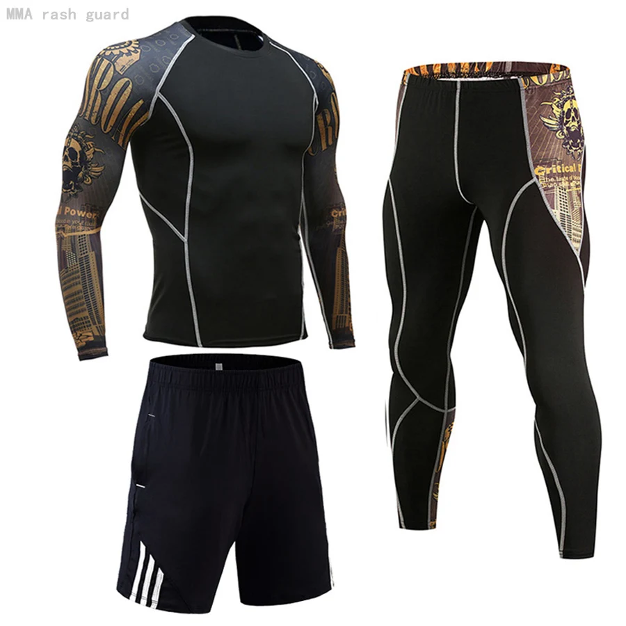 

Thermal Underwear Set Men's Clothing Compression Sports Underwear Rash Guard Fitness Spandex Tights Men's Full Suit Tracksuit