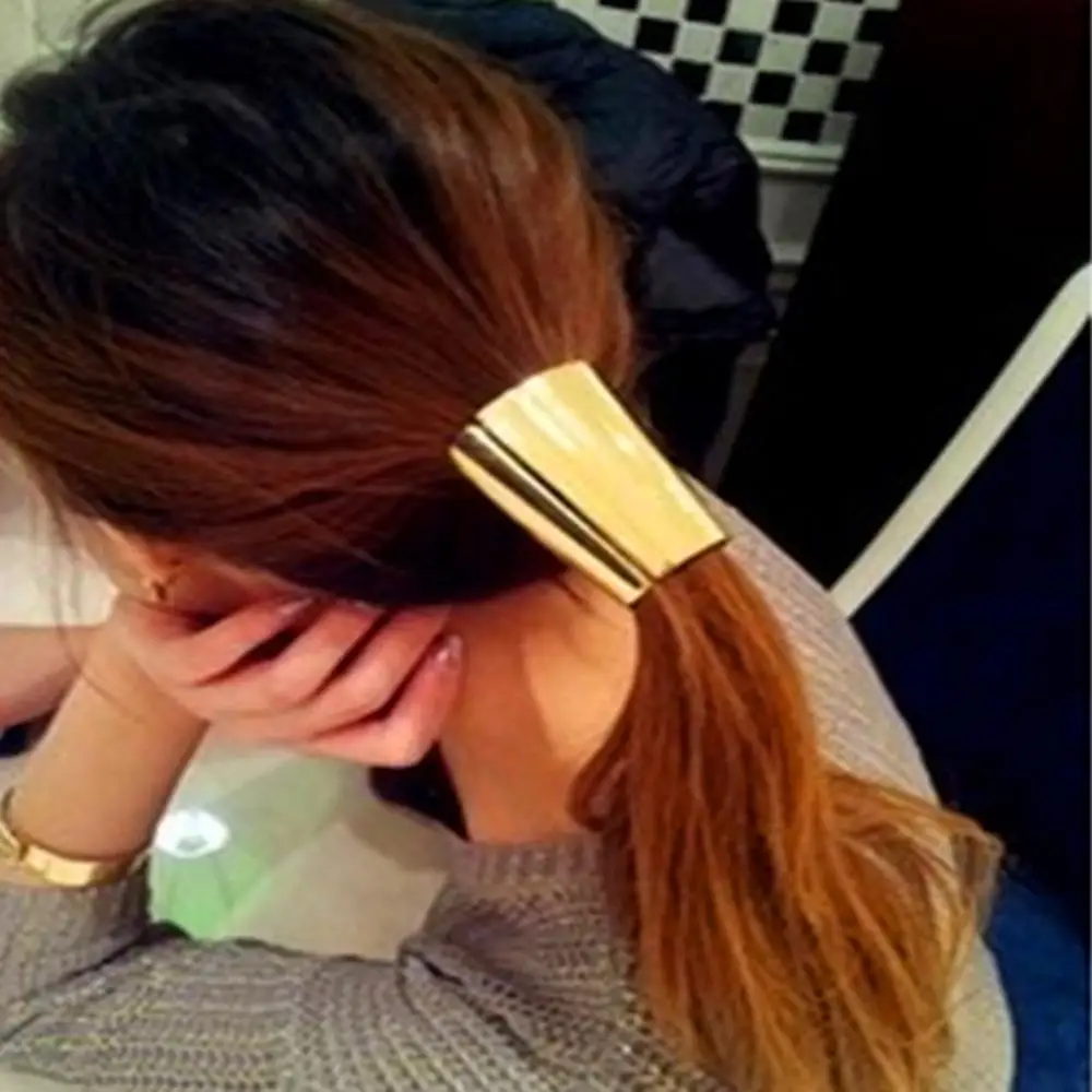 Металлические золотые манжеты для хвоста в стиле панк шелковые банты резинки