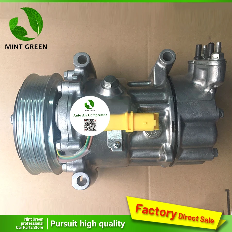 Компрессор для Sanden SD6V12 peugeot 206 307 Citroen Fiat 1449 1450 6453XJ 6453QG 6453QE 6453Q 9655191680 9671456680