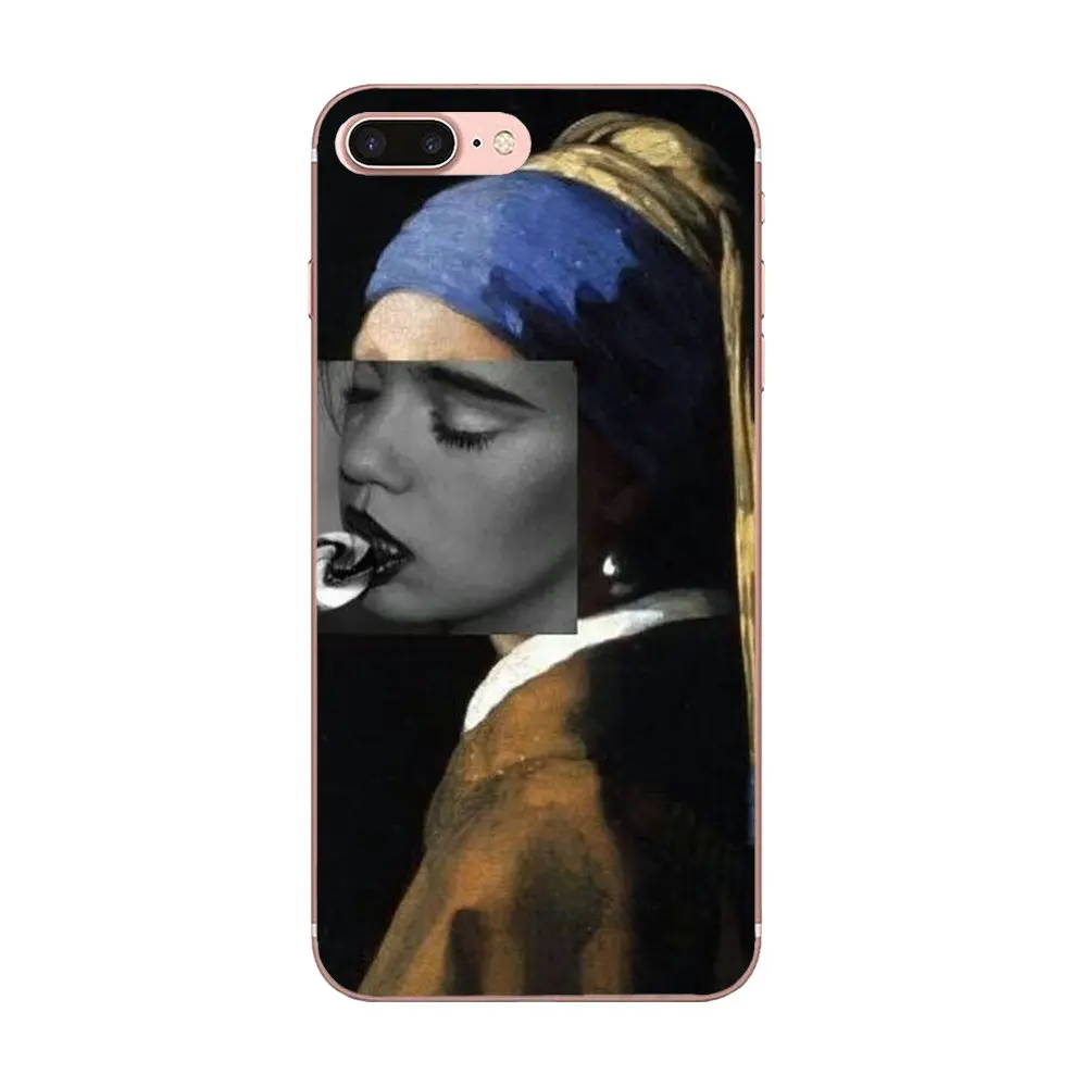 Девушка с жемчугом Серьги Vermeer для Samsung Galaxy S3 S4 S5 Mini S6 S7 S8 Edge Plus S9 S10 S20 Мягкий
