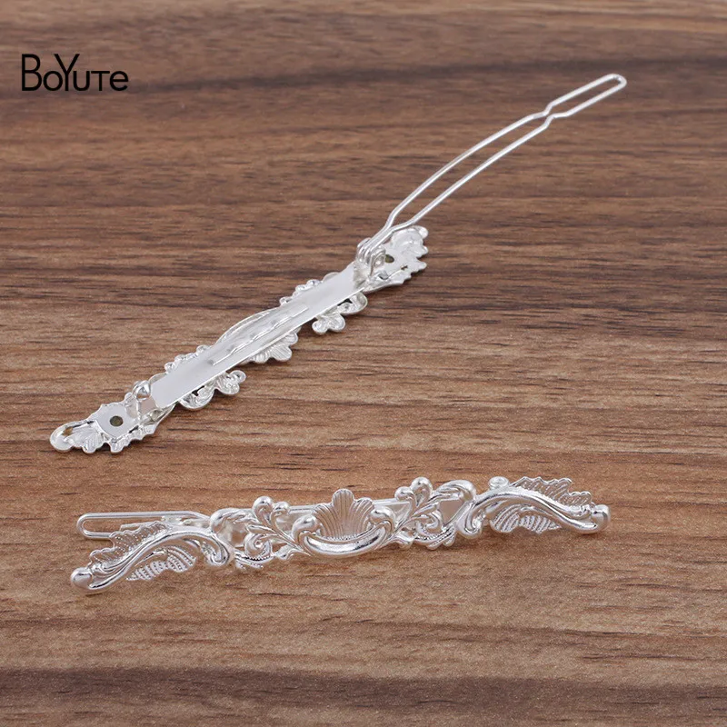 Зажимы для волос BoYuTe на заказ (100 шт./лот) 7*78 мм Цветочная пластина винтажные