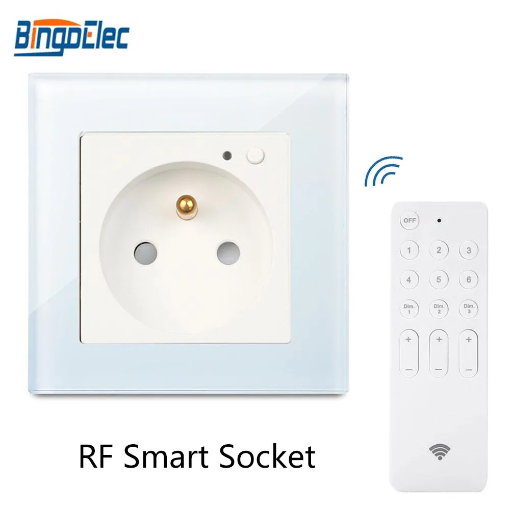 Розетка Bingoielec настенная стеклянная панель стандарт ЕС RF 433 92 МГц светильник