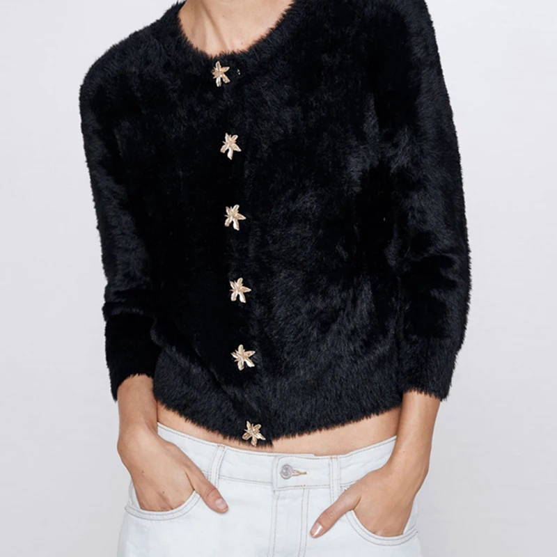 Куртка женская демисезонная из мягкого искусственного меха однобортная с