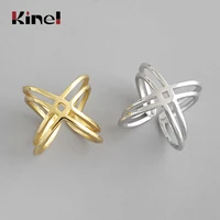 kinel double ring genuine 100 925 sterling silver minimalist letter rings for women fashion wedding band fine korea jewelry