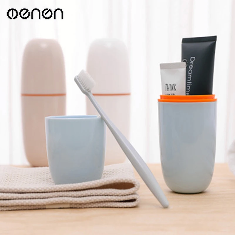 MENEN Simple Business Trip Plastic Mouthwash Cup Toothpaste Portable Travel Wash Cup Set Toothbrush Box Storage LF71040