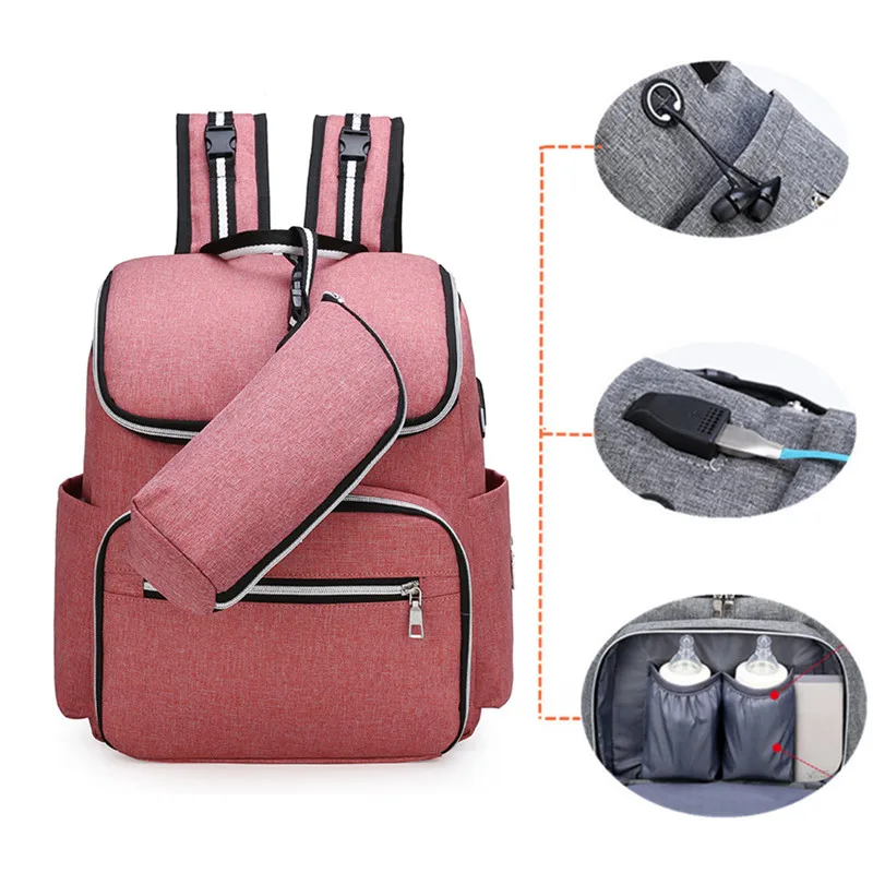 Многофункциональная дорожная сумка для мам портативная подгузников с USB рюкзак