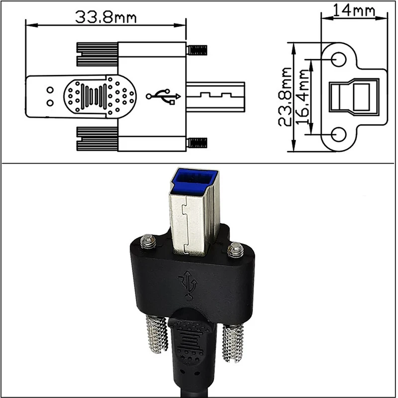 0 5 м/1 м/2 м USB 3 B кабель-удлинитель для принтера с винт крепления панели отверстия