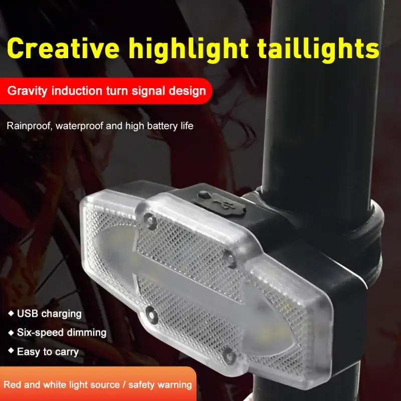 

Bicycle Safety Tail Light Bicycle Turn Signal Light Red And White Warning Light UBS Charging Gravity Sensor Riding Equipment