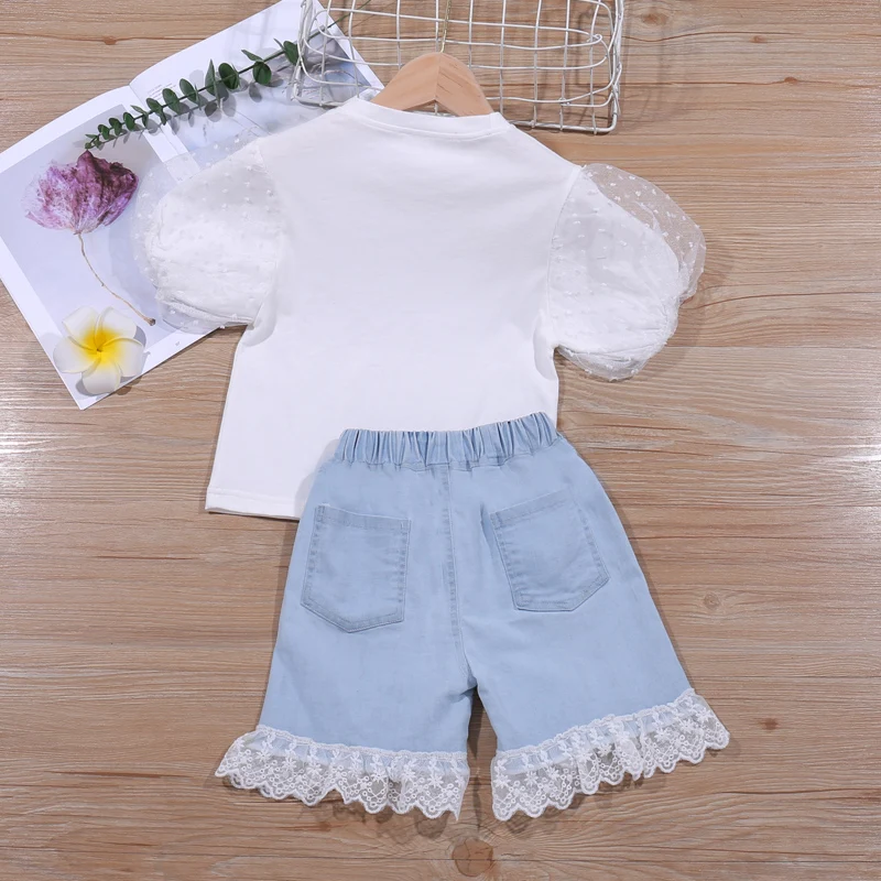 Комплекты одежды для девочек Новая одежда с цветочным рисунком короткими
