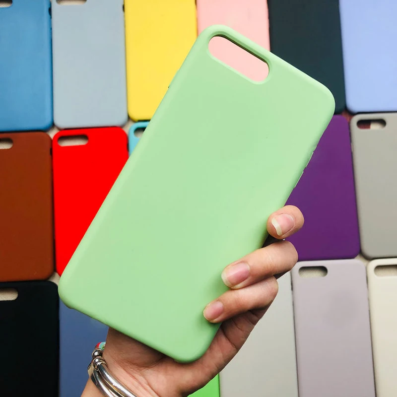 

Original Silicone Phone Case For iPhone 12 11 XR XS 6 7 8 Plus SE 2020 Shockproof Solid color Protective Back Case