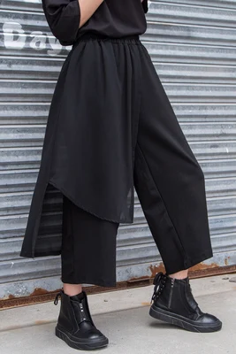 Женские шифоновые брюки с широкими штанинами больших размеров асимметричные