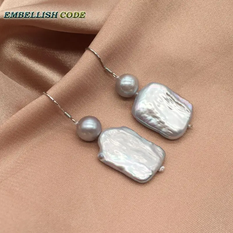 Браслет ожерелье серьги комплект серый цвет барокко Жемчуг 8 мм nearround бусины