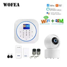 Wofea-sistema de alarma inteligente 2 en 1, dispositivo de seguridad para el hogar, inalámbrico, Wifi y GSM, funciona con aplicación de teclado táctil, LCD, RFID, Control de etiqueta Alexa