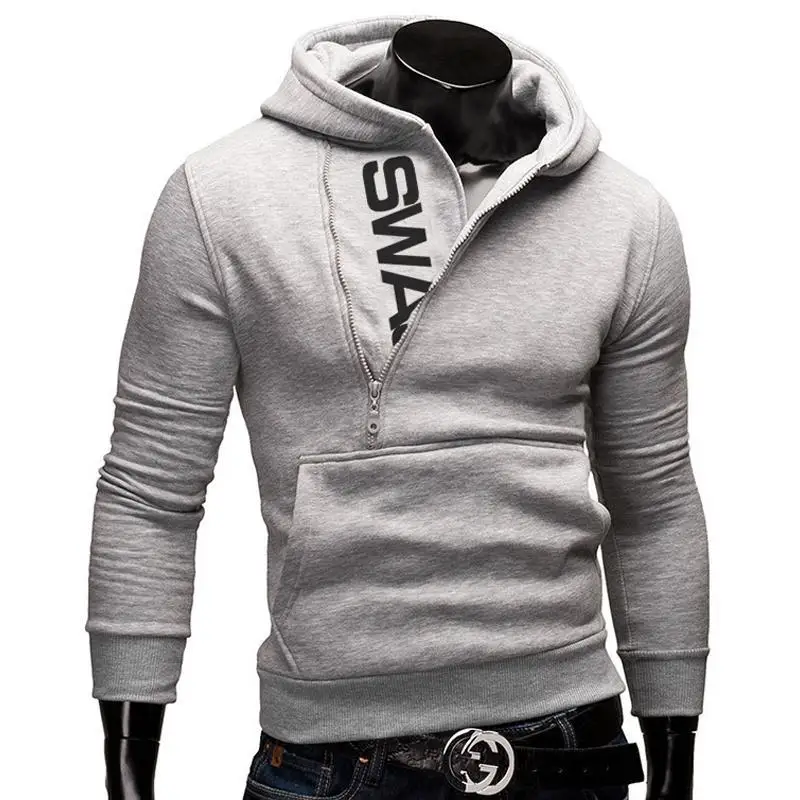 

2020 Side Zipper Hoodies Men Cotton Sweatshirt Spring Letter Print Sportswear Slim Pullover Tracksuit Hip Hop Streetwear