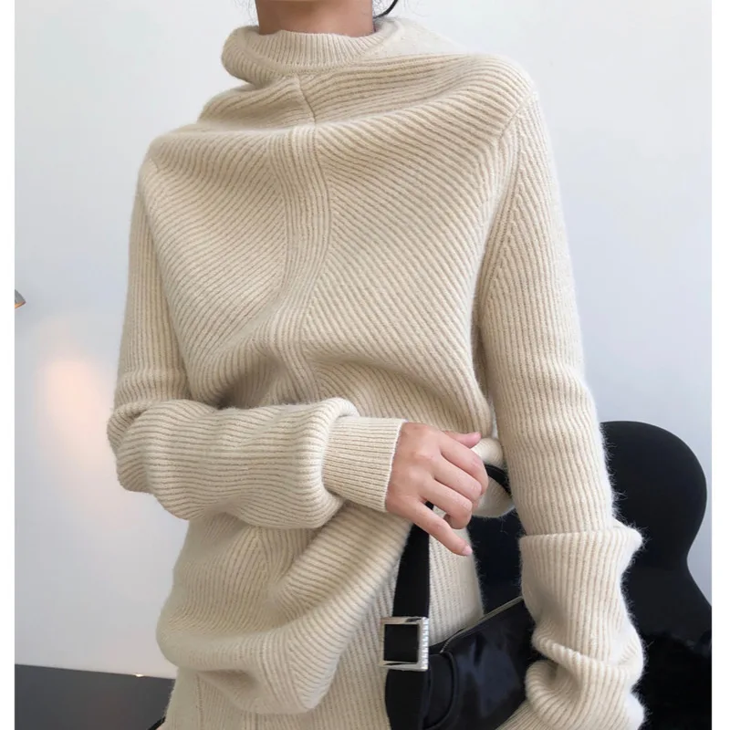

XUXI 2021 Autumn Winter Women Sweater Fashion Pullover Loose And Thin Knitting Long Sleeve Sweater E3596