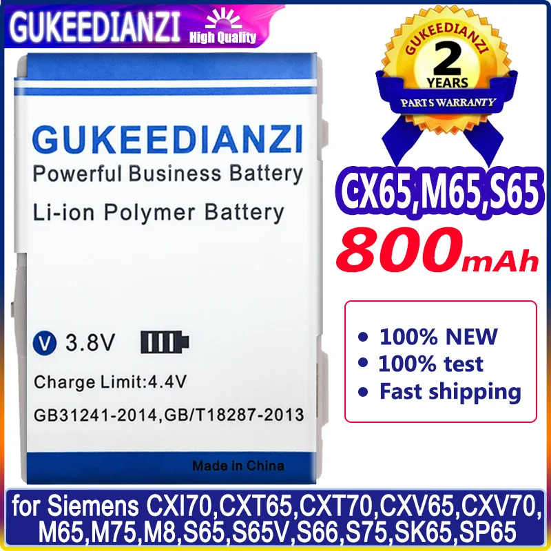 Аккумулятор GUKEEDIANZI 800mAh CX65 M65 S65 для Siemens CXI70 CXT65 CXT70 CXV65 CXV70 M75 M8 S65V S66 S75 SK65 SP65 |