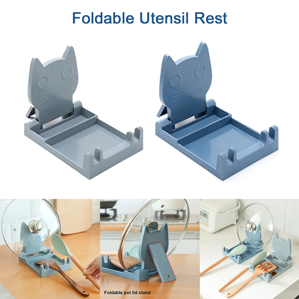 

Kitchen Pot Lid Holder Spoon Rest Foldable Washable Utensil Rest Lid Organizer For Kitchenware Accessories Gadgets Tools