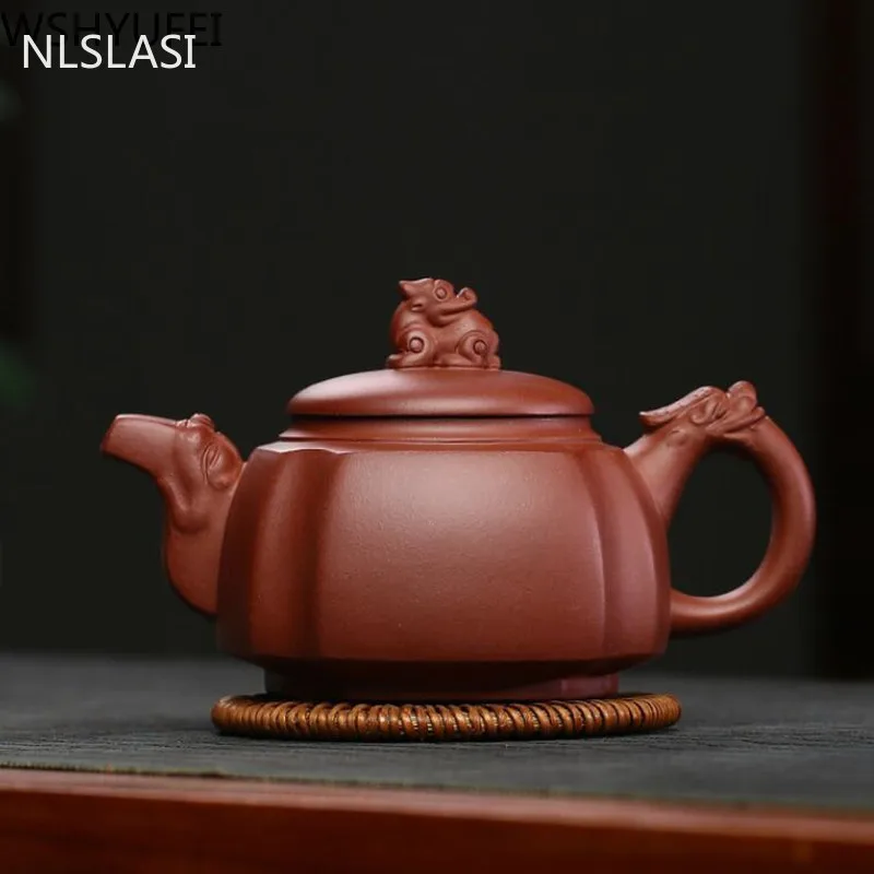 

Yixing Purple Clay Tea pot Quartet Dragon Teapot Raw ore Purple mud beauty kettle Master handmade Teaware Customized gifts 260ml