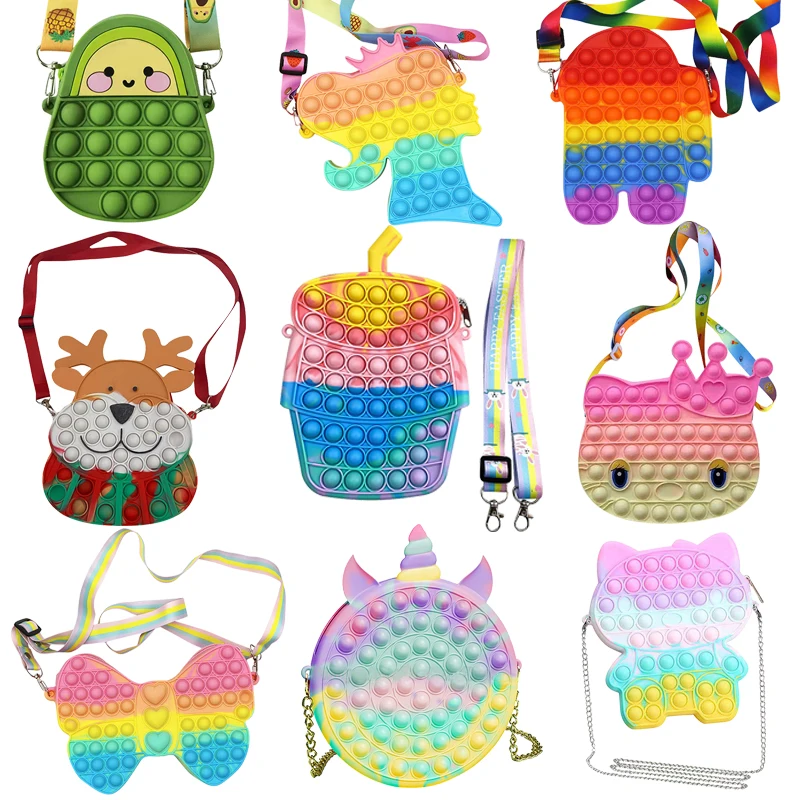 Рюкзак Популярный силиконовый рюкзак с пузырьками Студенческая сумка сенсорный