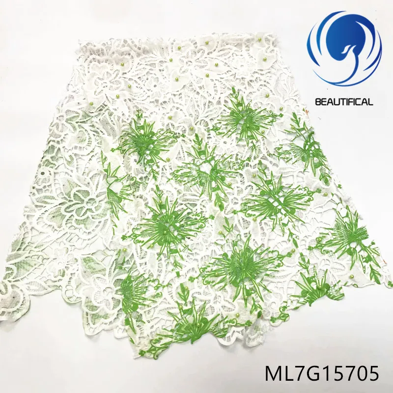 

BEAUTIFICAL nigerian cord lce fabric red printing water soluble lace with beeads New design african guipure lace 5yards ML7G157